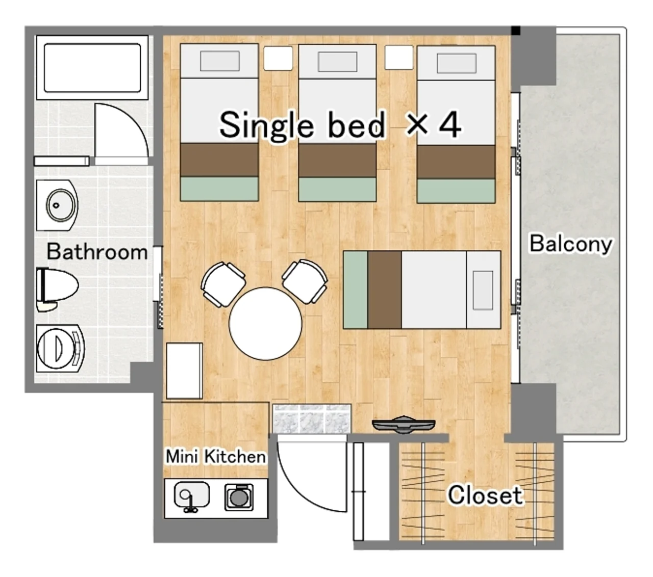 Single bed room 客室 10